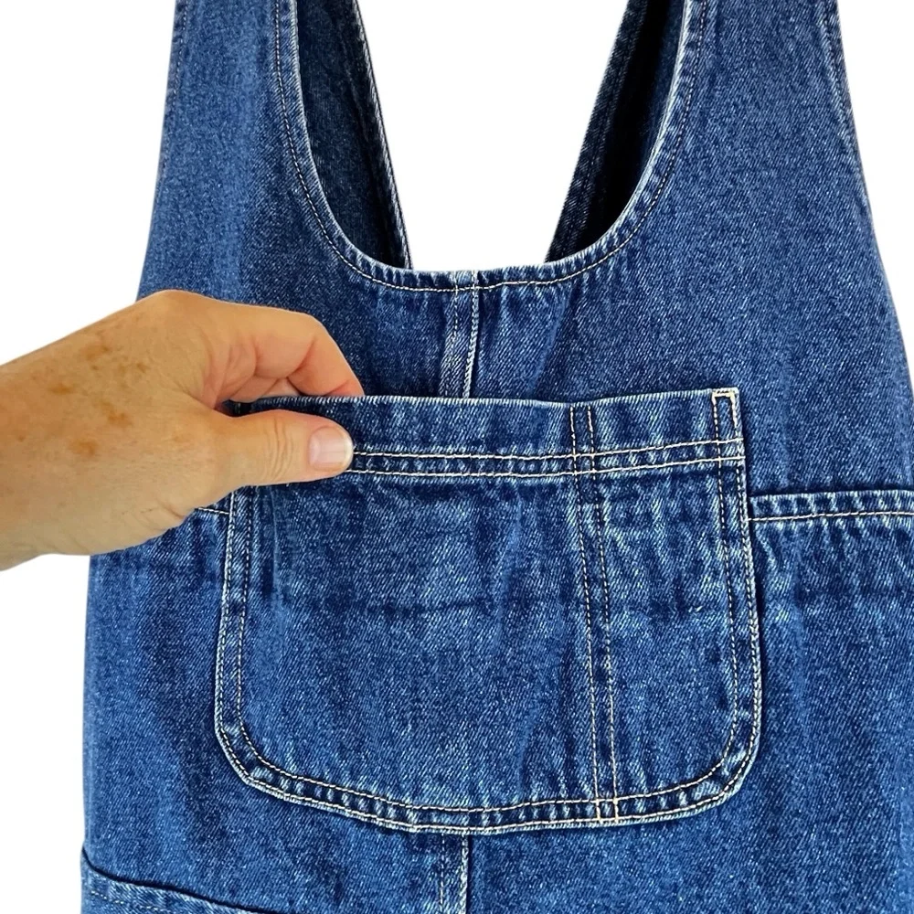 Vintage Blue Denim Midi Overall / Coverall Dress 90s Y2K Sz M - Picture 4 of 11